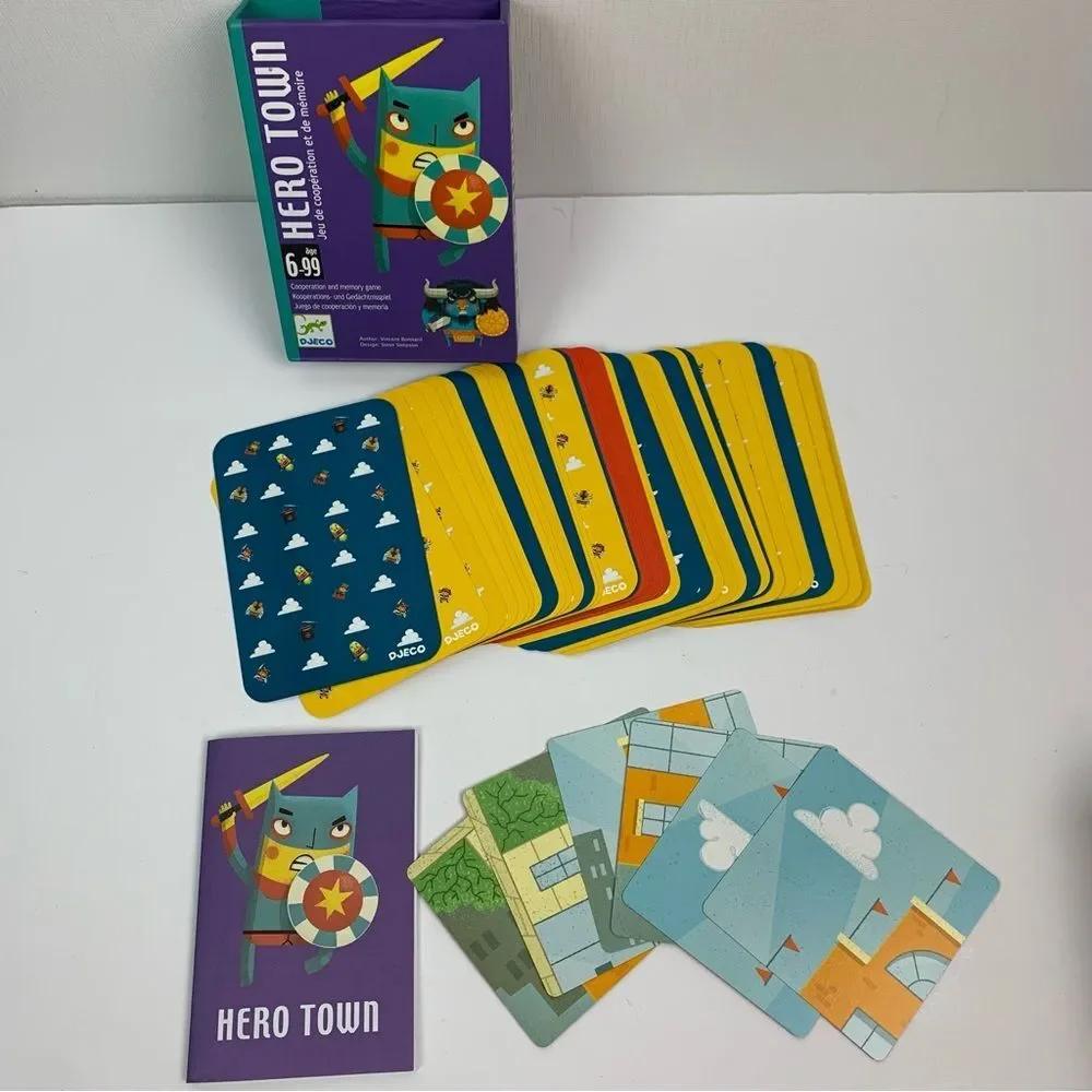Djeco set of 2 cards games Batasaurus memory game and Hero town cooperation